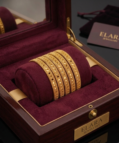 Elara Royal Filigree Geometric Gold Bangles