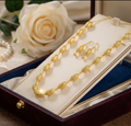 Elara Signature Lattice Bead Chain & Drop Earrings Set