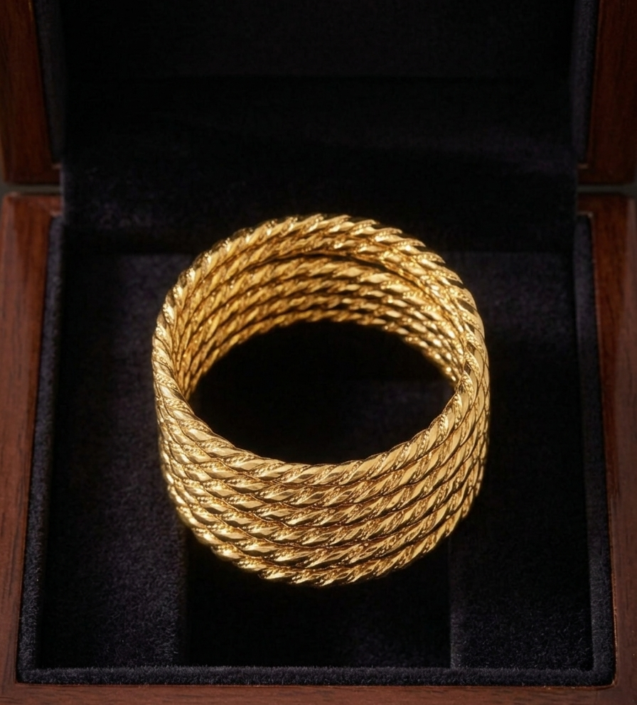 Elara Signature Gold Plated Rope Twist Bangles