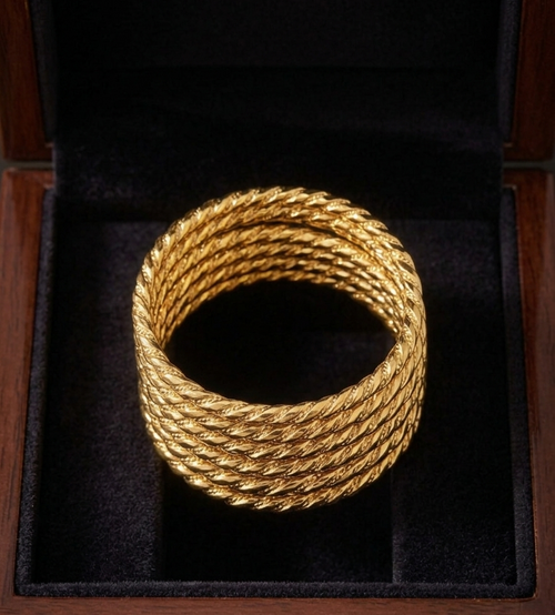 Elara Signature Gold Plated Rope Twist Bangles