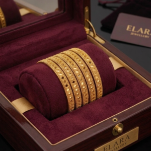 Classic Gold-Plated Detailed Mesh Bangles – Elara Luxury Collection