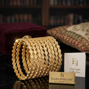 extured Zigzag Gold-Plated Filigree Bangles – Elara Luxury Collection